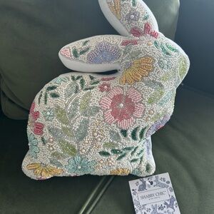 Floral Beaded Bunny Pillow